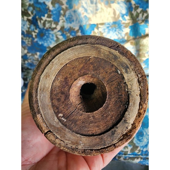 Vintage Wooden Full Size Bowling Pin Red With UnPainted Wood  Shabby Chic - Picture 7 of 7